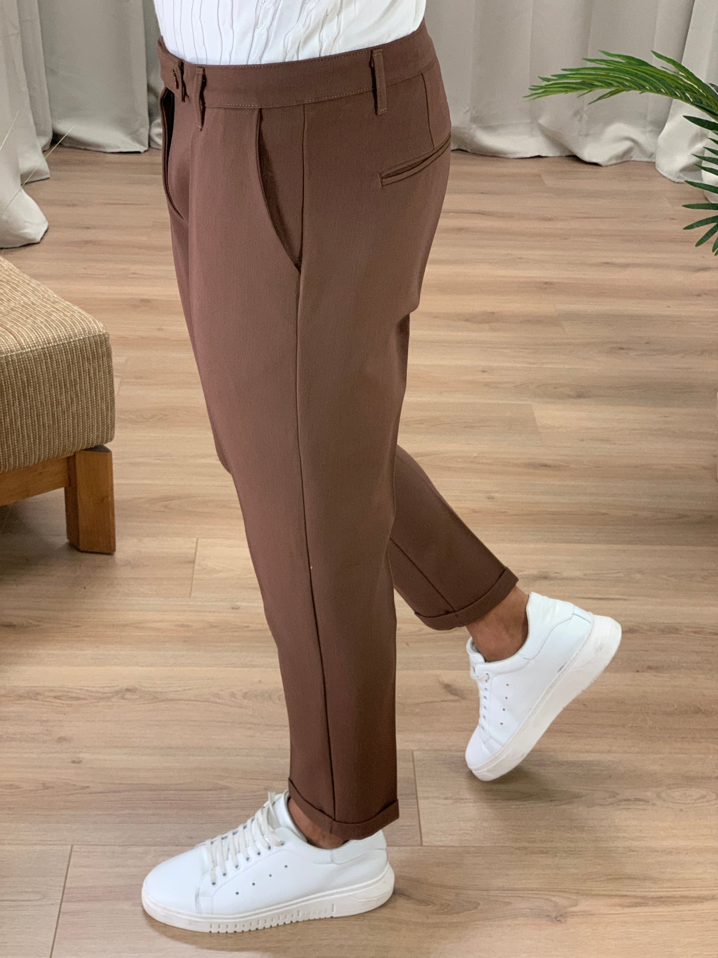 Pantalone Lussemburgo con risvolto col. Moro