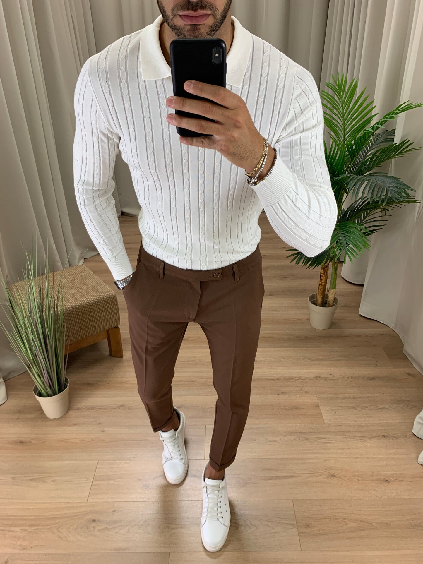 Pantalone Lussemburgo con risvolto col. Moro