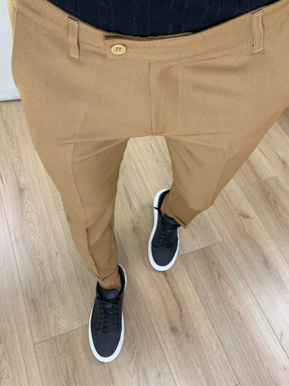 Pantalone Lussemburgo con risvolto col. Cammello