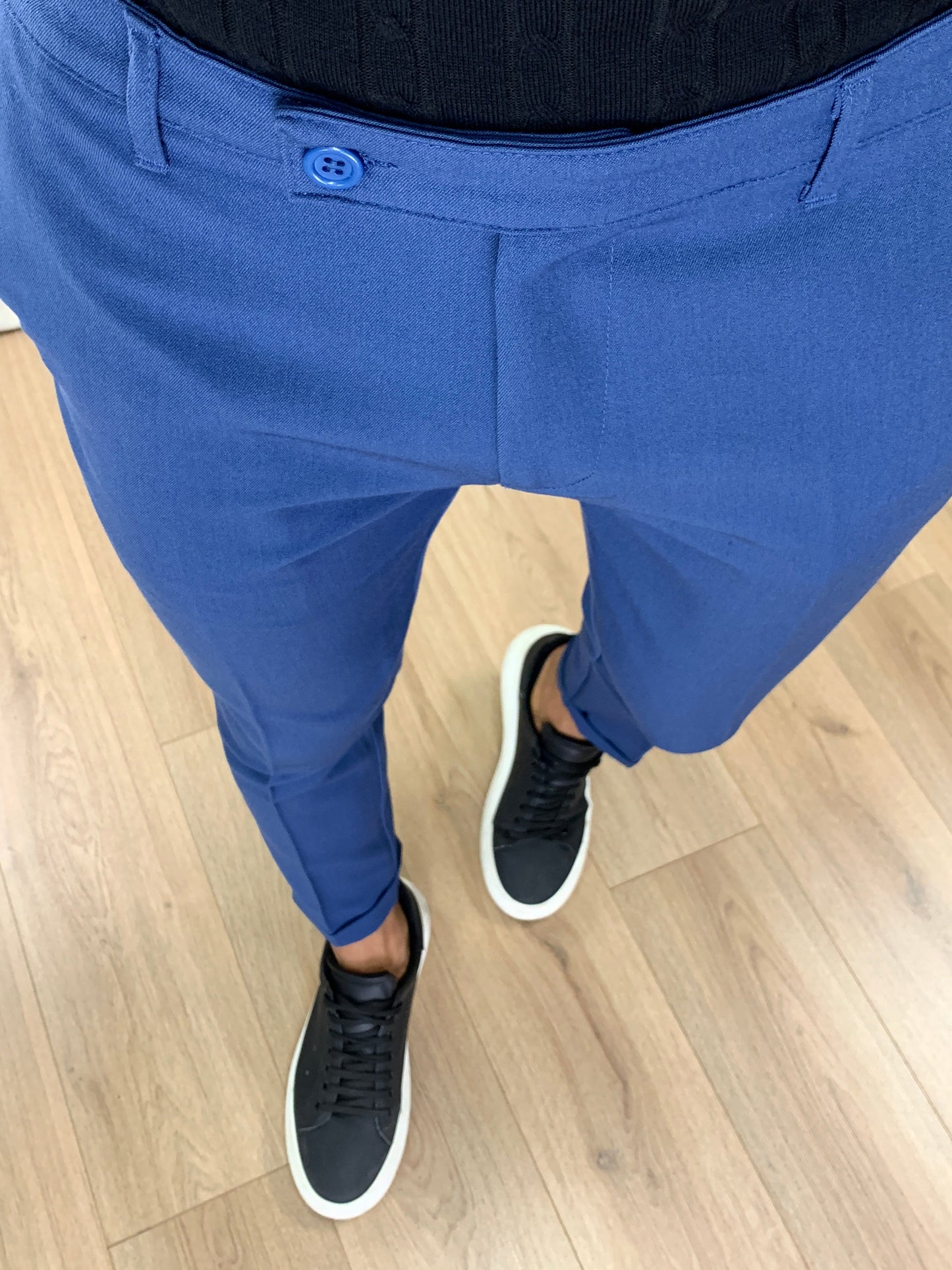 Pantalone Lussemburgo con risvolto col. Blu