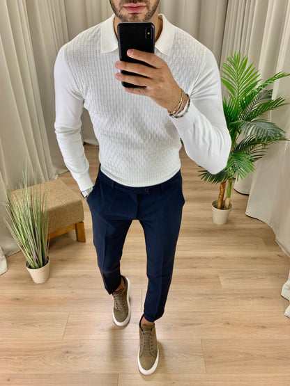 Pantalone Lussemburgo con risvolto col. Blu Notte