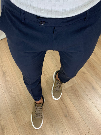 Pantalone Lussemburgo con risvolto col. Blu Notte