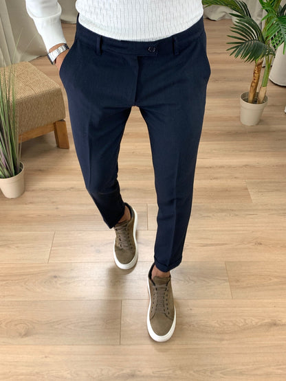 Pantalone Lussemburgo con risvolto col. Blu Notte