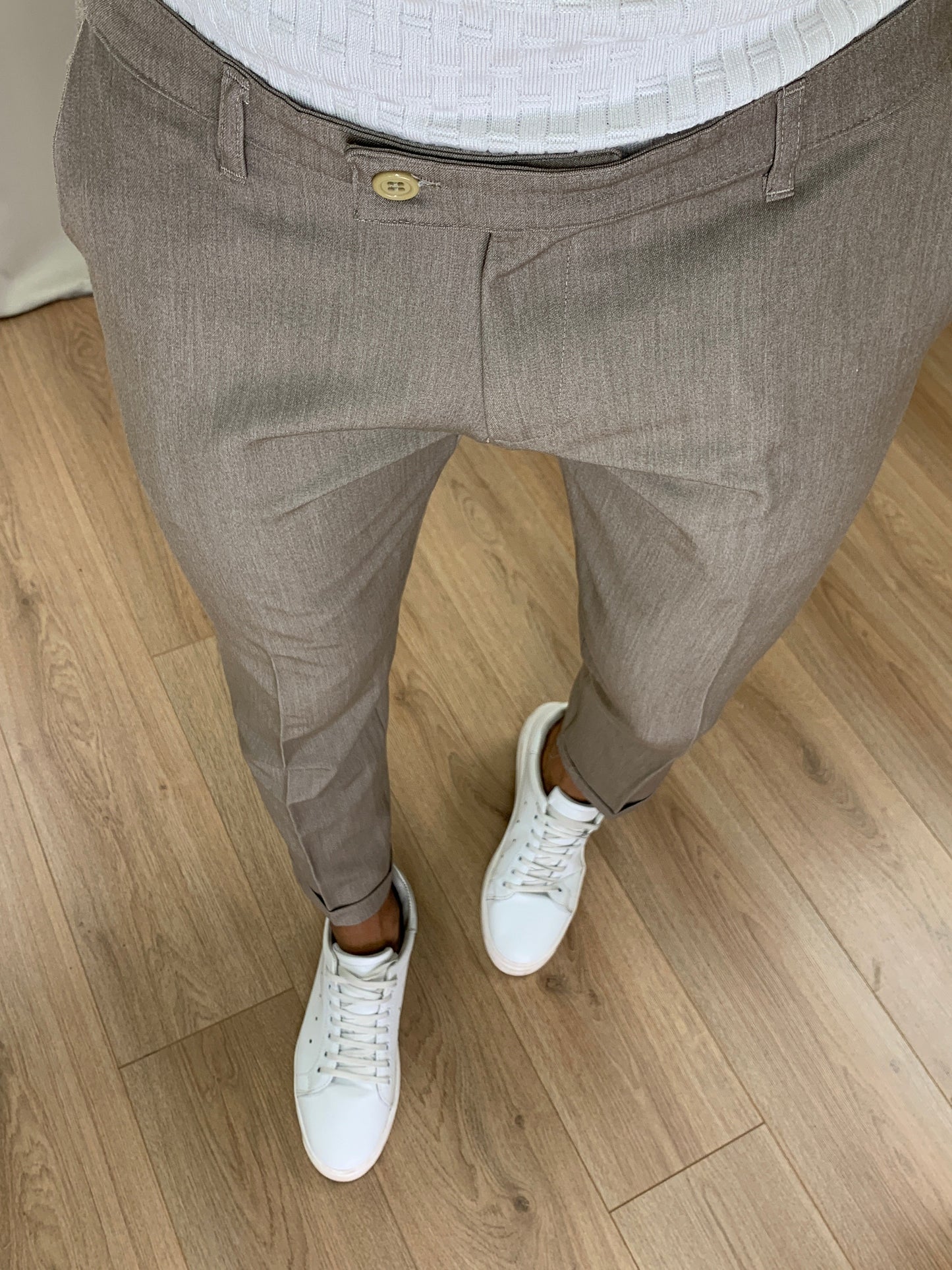 Pantalone Lussemburgo con risvolto col. Beige