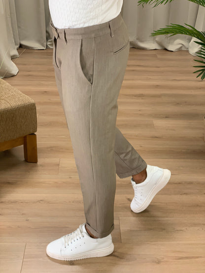 Pantalone Lussemburgo con risvolto col. Beige