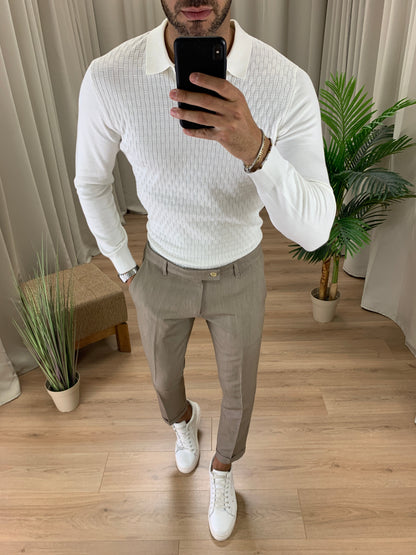 Pantalone Lussemburgo con risvolto col. Beige