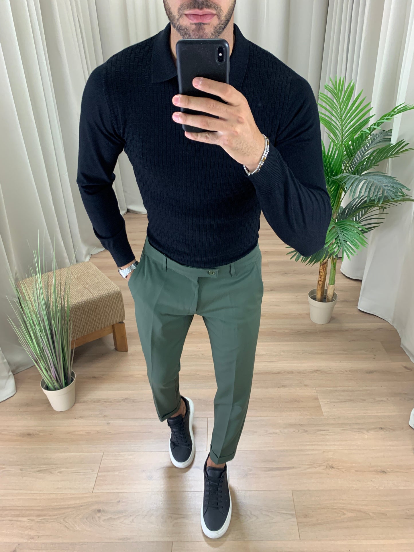 Pantalone Lussemburgo con risvolto col. Verde Militare