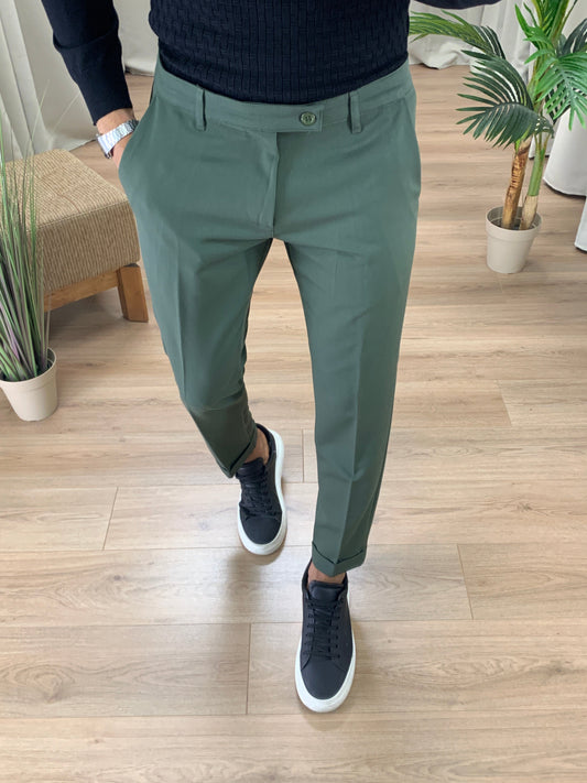 Pantalone Lussemburgo con risvolto col. Verde Militare