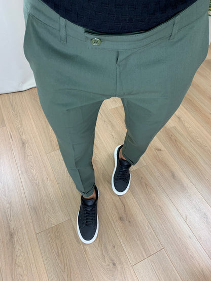 Pantalone Lussemburgo con risvolto col. Verde Militare