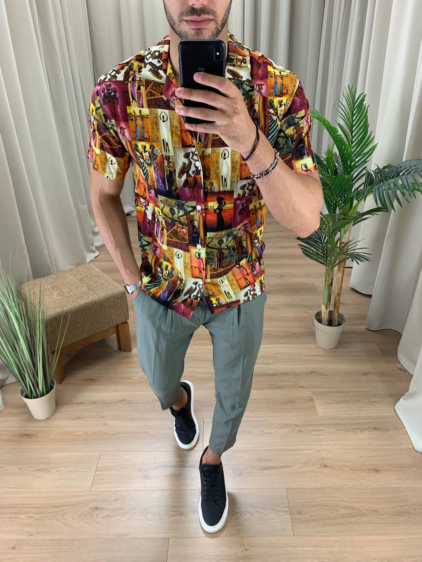 Pantalone Positano in Lino con Pinces col. Verde Militare