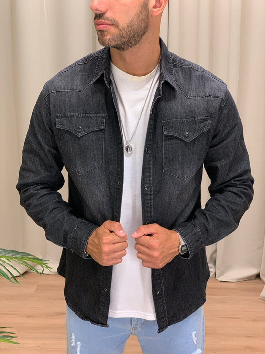 Camicia di Jeans Cayenne con Taschini col. Nero