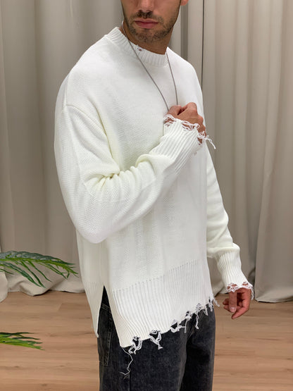 Maglia Broke con fondo Sfrangiato col. Panna