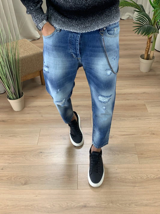 Jeans Krav con piccole Rotture col. Denim