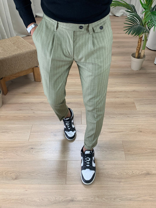 Pantalone Maybach Righe Tono su Tono col. Muschio