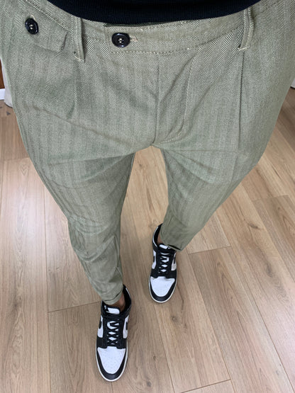 Pantalone Maybach Righe Tono su Tono col. Muschio