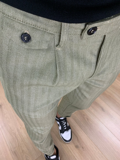 Pantalone Maybach Righe Tono su Tono col. Muschio