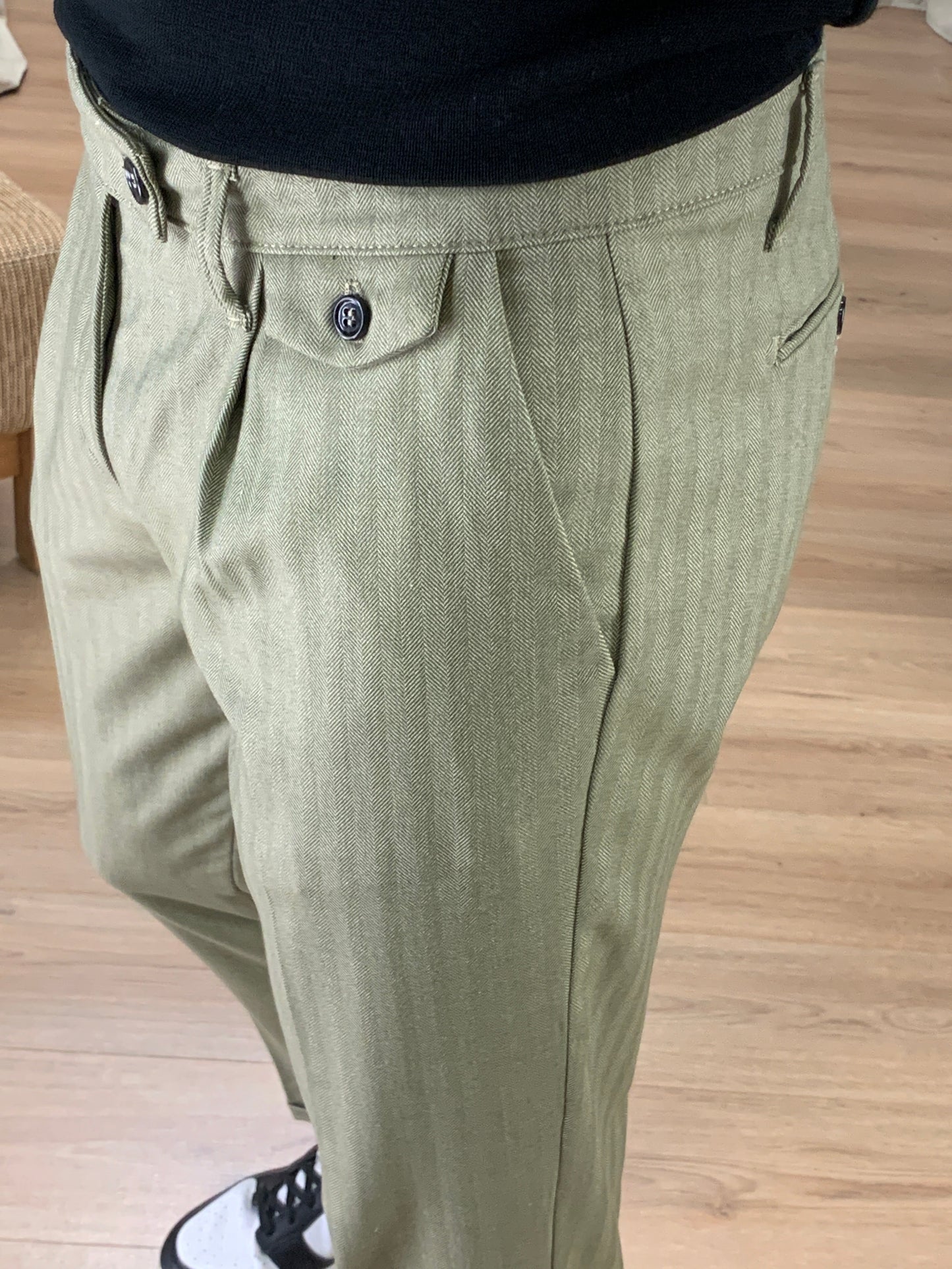 Pantalone Maybach Righe Tono su Tono col. Muschio