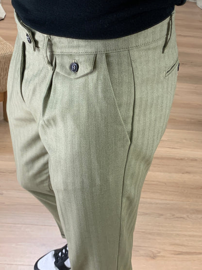 Pantalone Maybach Righe Tono su Tono col. Muschio