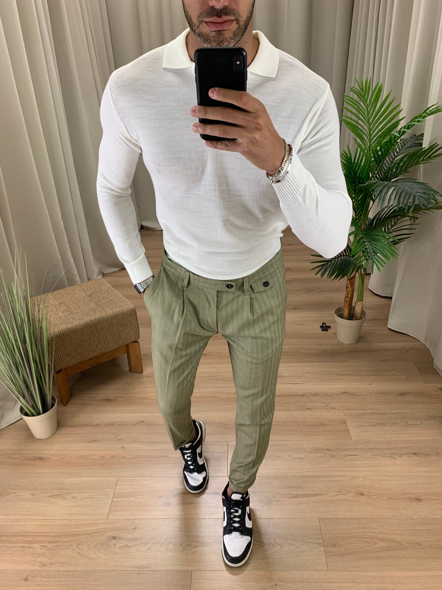 Maglia Lagos con scollo Polo e bottoni col. Panna