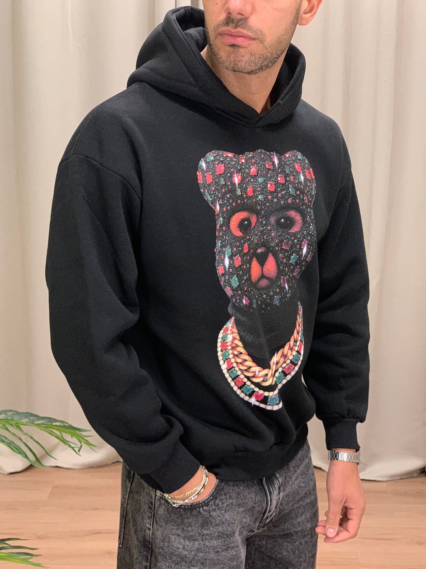 Felpa Bear Gang con cappuccio col. Nero