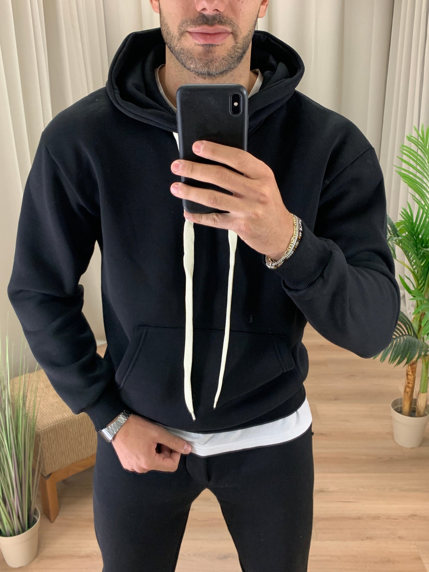 Completo Laurent Basic con cappuccio col. Nero