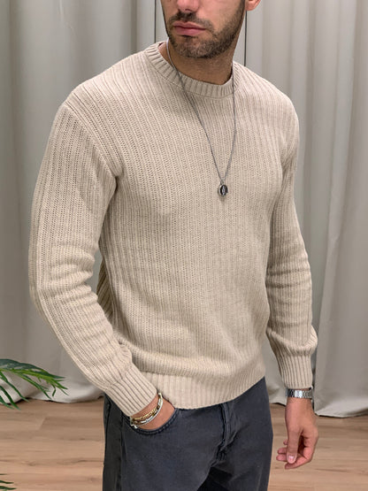 Maglioncino Stronger girocollo basic con Trama col. Beige