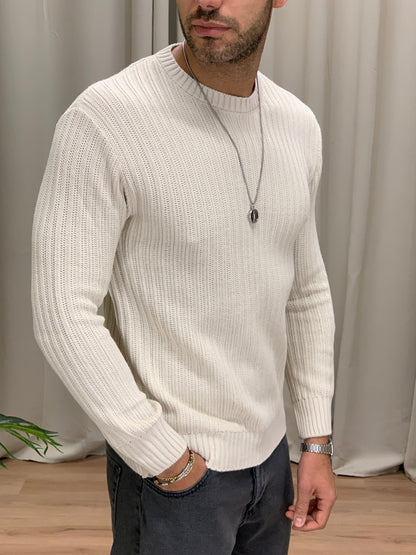 Maglioncino Stronger girocollo basic con Trama col. Avorio