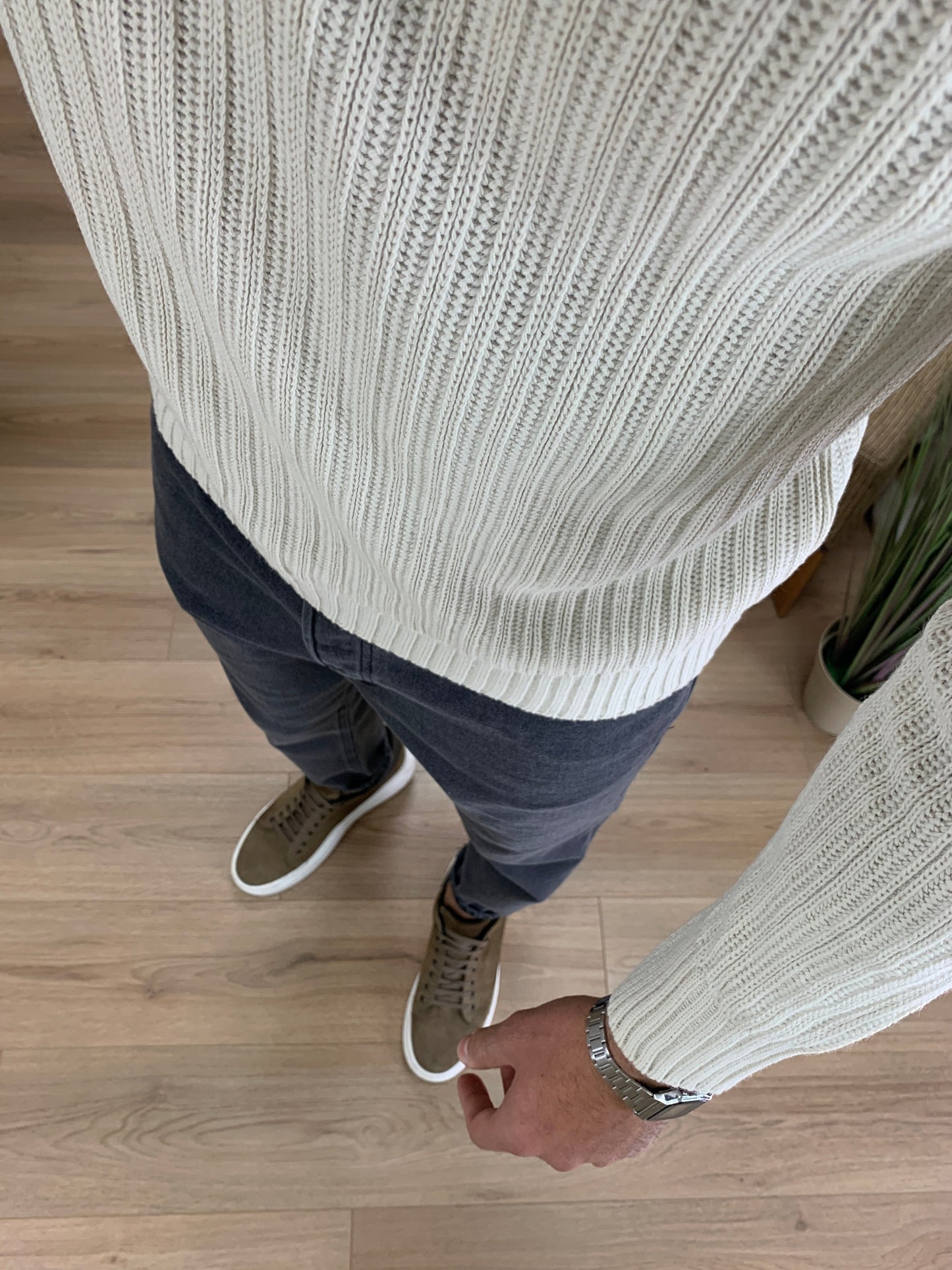 Maglioncino Stronger girocollo basic con Trama col. Avorio