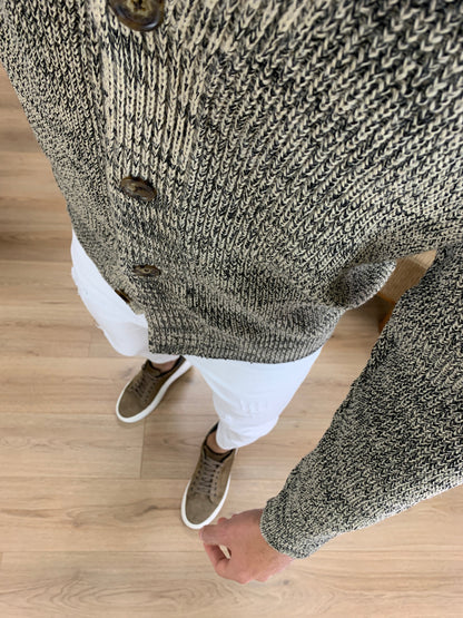 Cardigan Giacca fantasia sale e pepe col. Sabbia