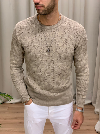 Maglioncino Harder girocollo con Trama col. Nocciola