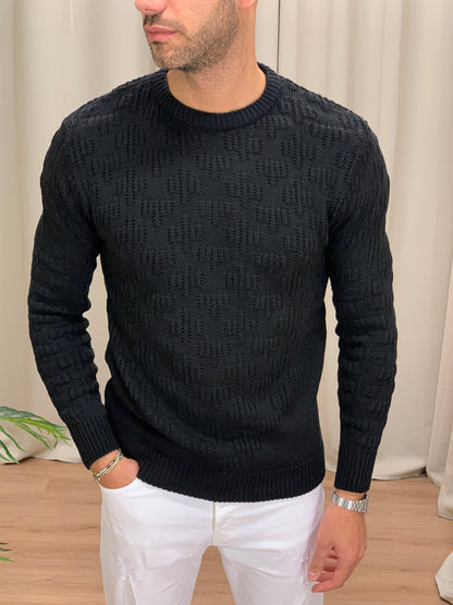 Maglioncino Harder girocollo con Trama col. Nero