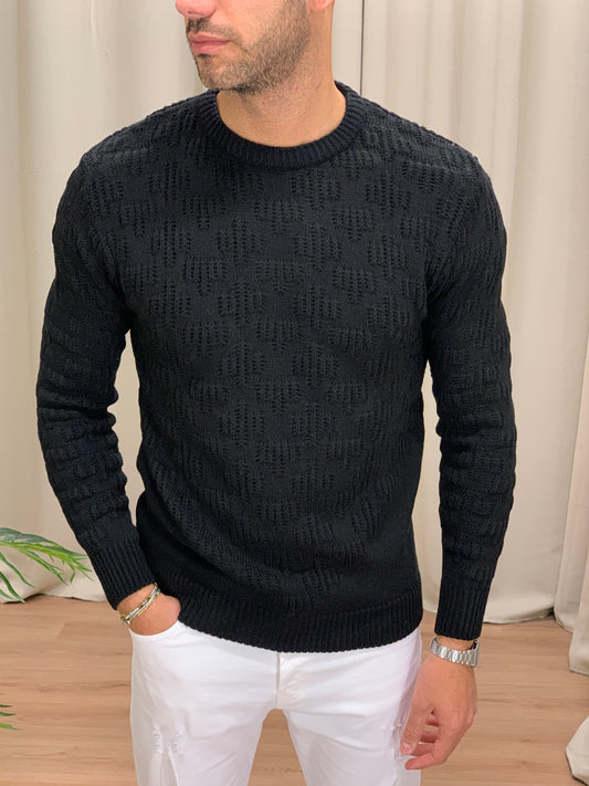 Maglioncino Harder girocollo con Trama col. Nero