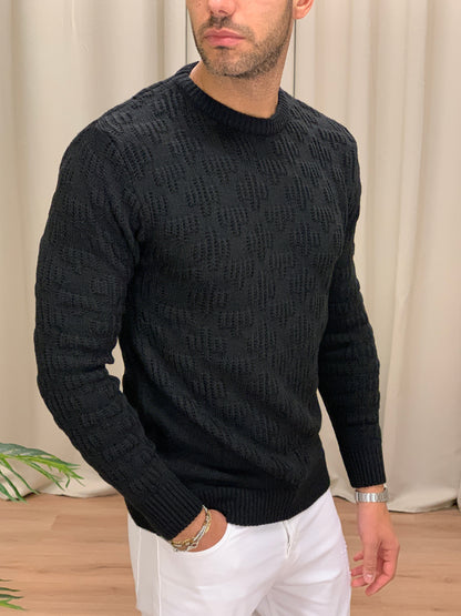 Maglioncino Harder girocollo con Trama col. Nero