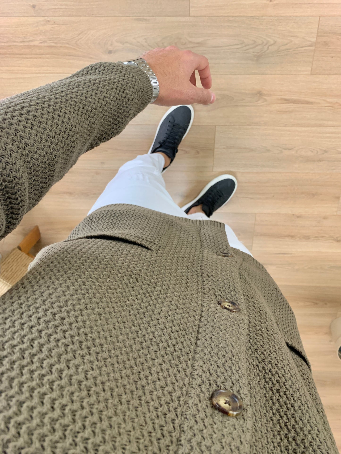 Giacca in maglia con taschini col. Fango