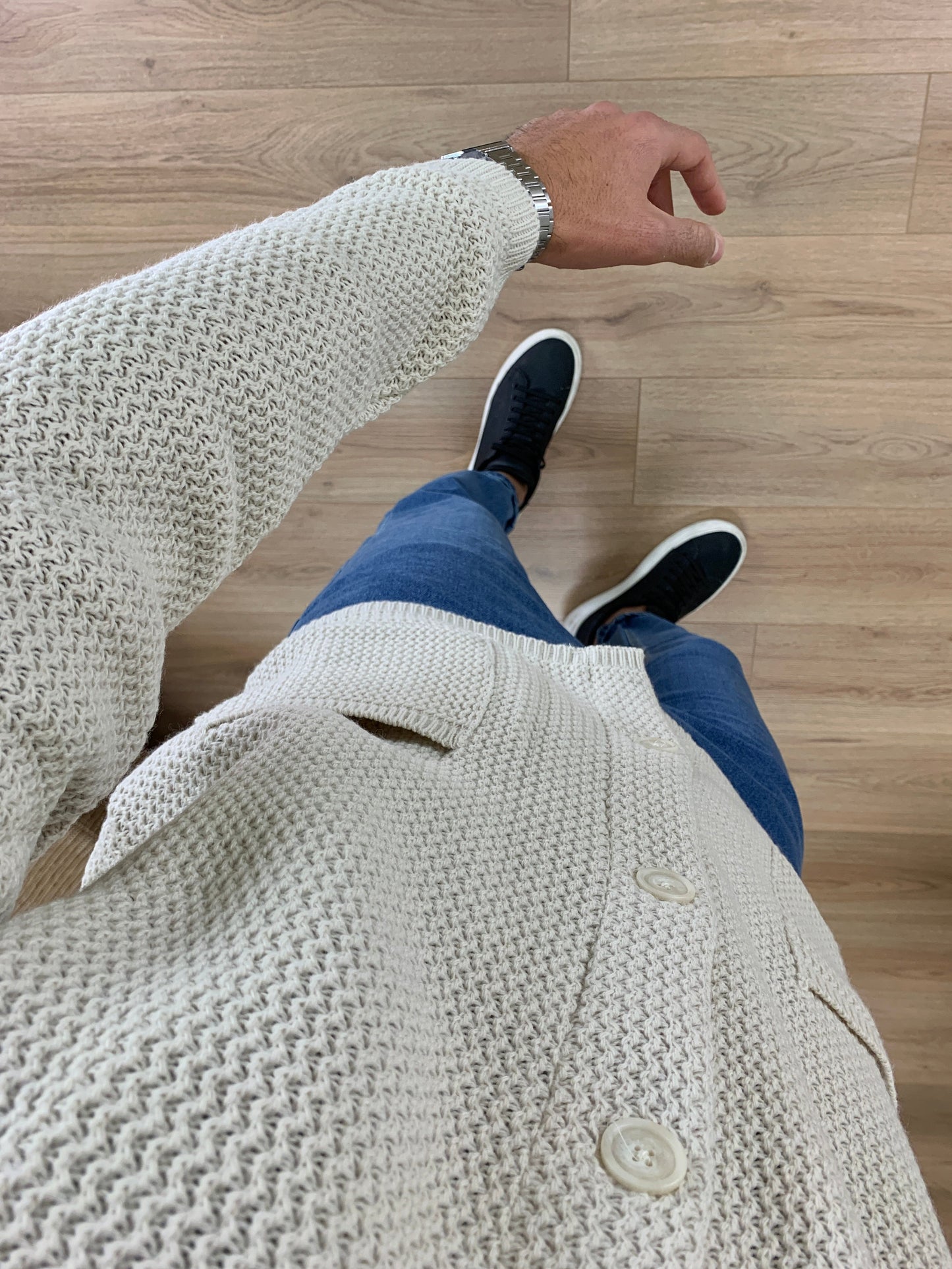 Giacca in maglia con taschini col. Avorio