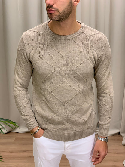 Maglioncino Lionel con Trama a Rombi col. Nocciola