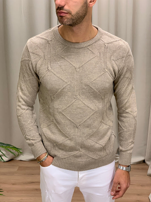 Maglioncino Lionel con Trama a Rombi col. Nocciola