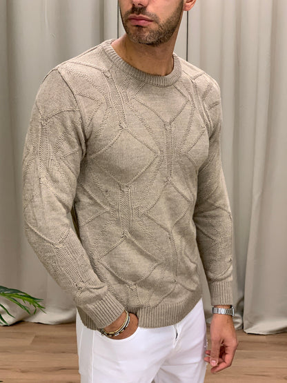 Maglioncino Lionel con Trama a Rombi col. Nocciola