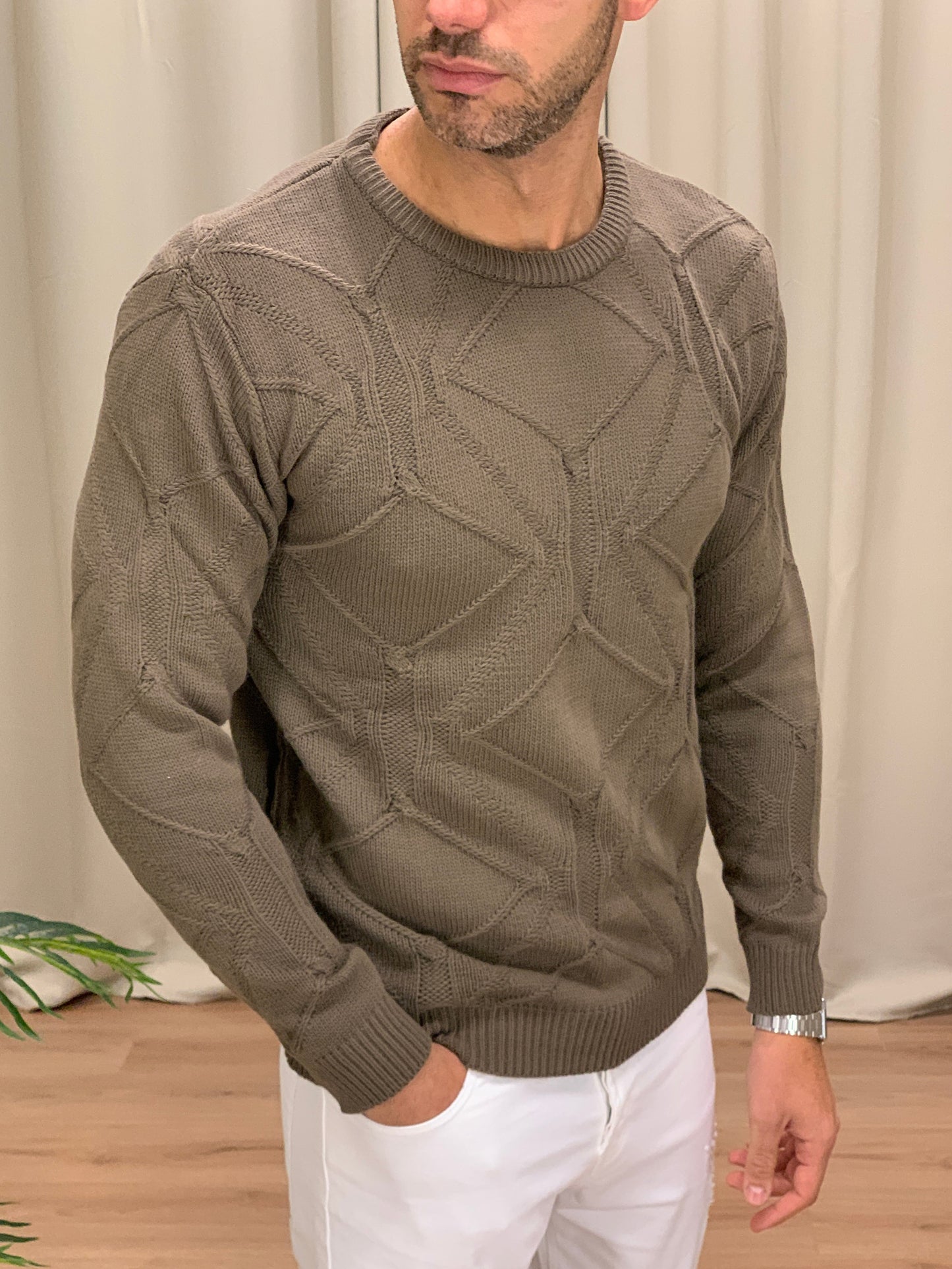 Maglioncino Lionel con Trama a Rombi col. Moro