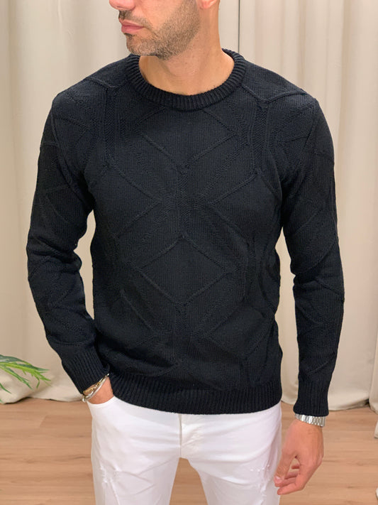 Maglioncino Lionel con Trama a Rombi col. Nero