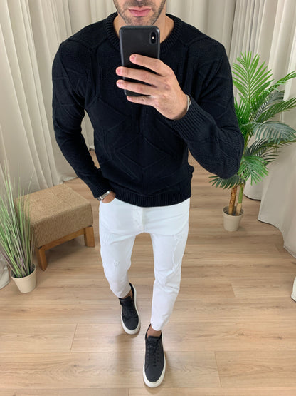 Maglioncino Lionel con Trama a Rombi col. Nero