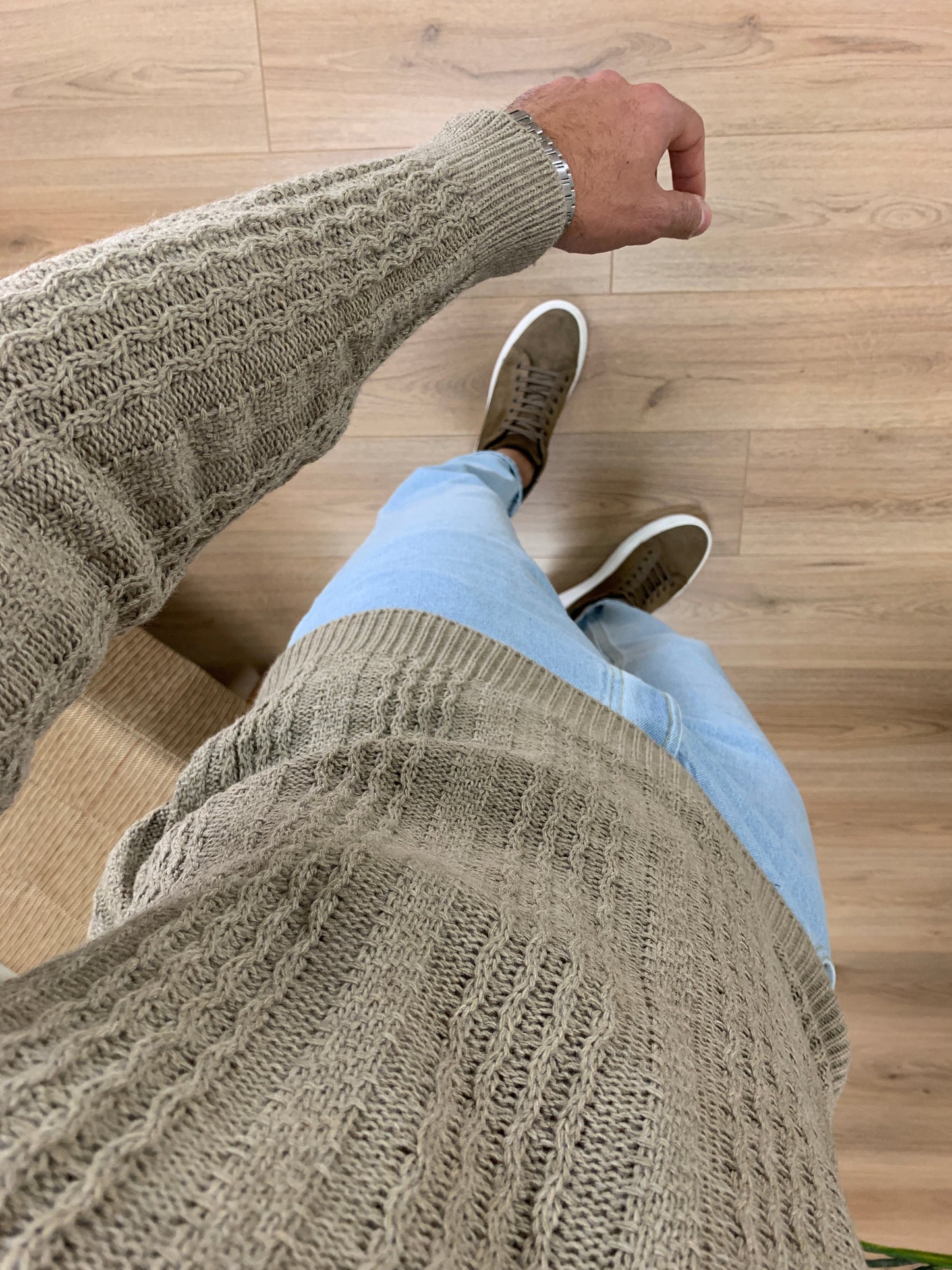 Maglioncino Labo con trama a Treccia col. Nocciola