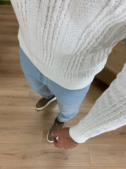 Maglioncino Labo con trama a Treccia col. Panna