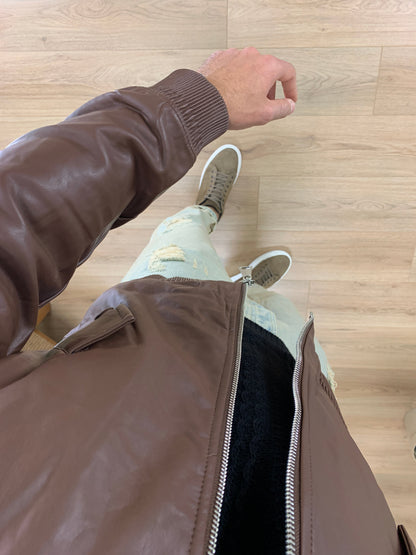 Bomber Collo College con Zip col. Marrone