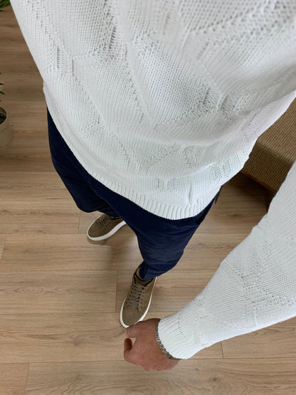 Maglioncino Pharrel girocollo con Trama col. Panna