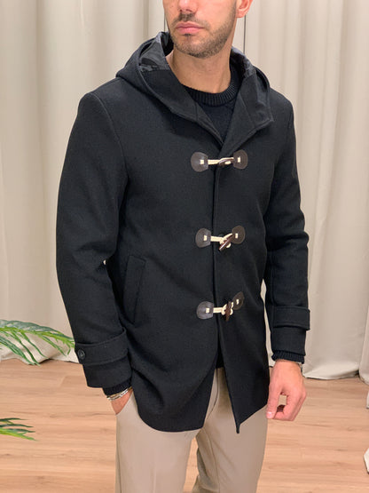 Cappotto Montgomery con cappuccio col. Nero