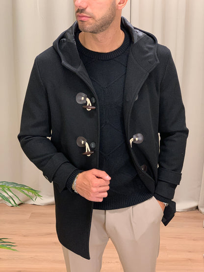 Cappotto Montgomery con cappuccio col. Nero