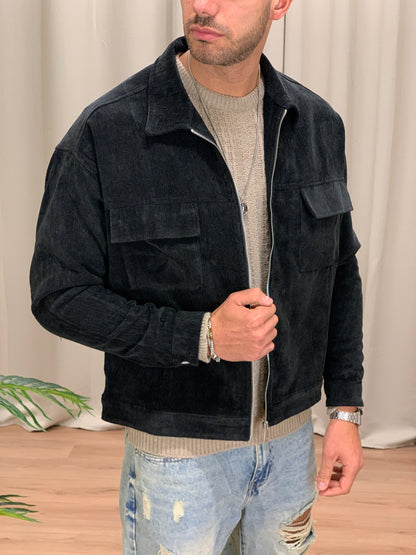 Giacca camicia Simba con Zip e Taschini col. Nero