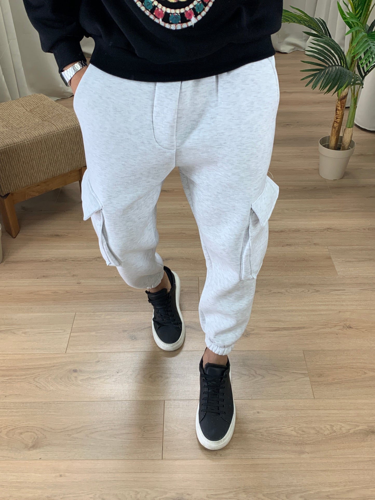 Pantalone Cargo Luiz in Caldo Cotone col. Grigio