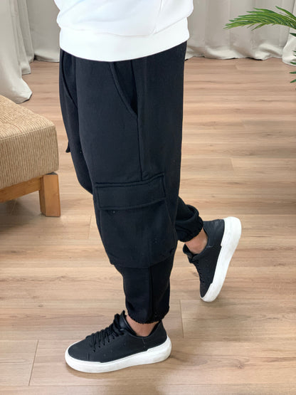 Pantalone Cargo Luiz in Caldo Cotone col. Nero